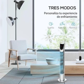 Ventilador Torre 40W Mando 3 Velocidades Plata