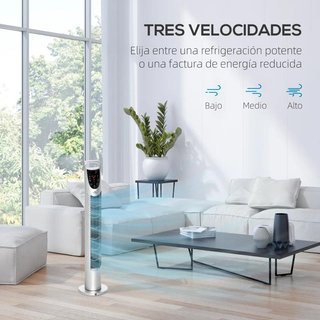Ventilador Torre 40W Mando 3 Velocidades Plata