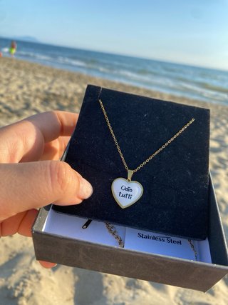 Collana cuore Odio tutti acciaio inox