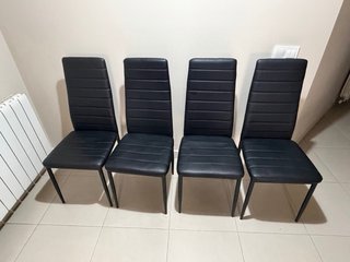 Juego de 4 Sillas Negras Piel Sintética