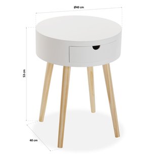 Mesa Auxiliar Redonda Blanca