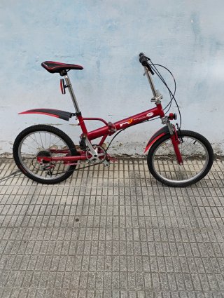 Bicicleta Plegable Roja Doble suspension