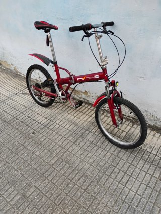 Bicicleta Plegable Roja Doble suspension