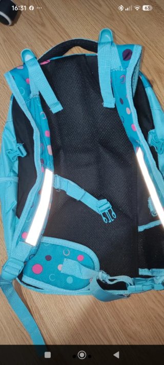 Mochila escolar azul con estuche