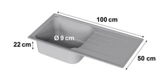Fregadero de cocina gris un seno