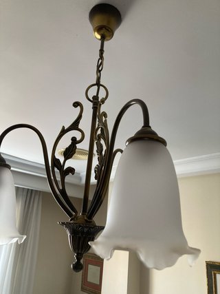 Lámpara de cobre y metal dorado