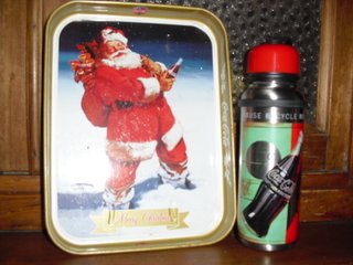 Coca Cola Borraccia Vassoio Natale Originale Latta