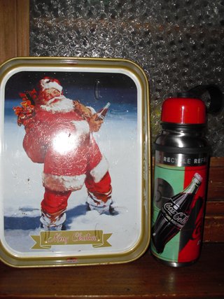 Coca Cola Borraccia Vassoio Natale Originale Latta