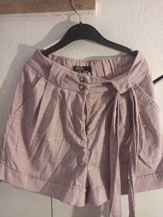 Blusa manga corta encaje beige/rosa