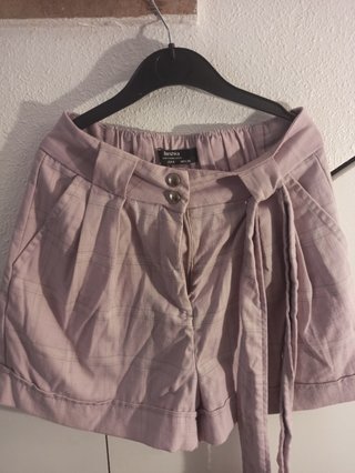 Blusa manga corta encaje beige/rosa