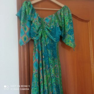 Vestido estampado rosa y rojo,y en verde,el pack 2