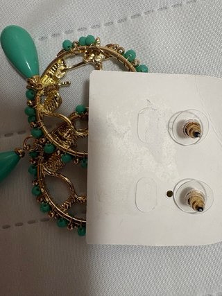 Pendientes Flamenca Walina Dorados y Turquesa.