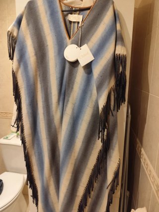 Poncho Chloé Talla Única Beige/Azul