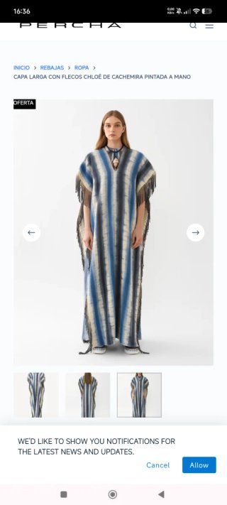 Poncho Chloé Talla Única Beige/Azul