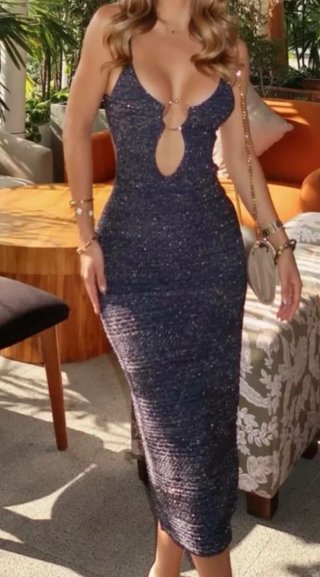 Vestido Zara azul y Plateado