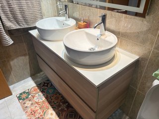Mueble baño IKEA 120cm doble lavabo y grifos