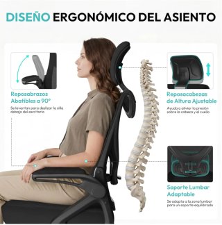 Silla de Oficina Ergonómica Yaheetech Negra