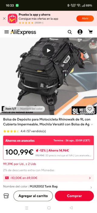 Bolsa depósito moto Rhinowalk MJX2002