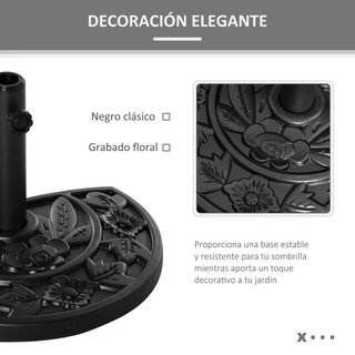 Base Sombrilla Semicircular 9kg Cemento Negra