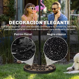 Base Sombrilla Semicircular 9kg Cemento Negra