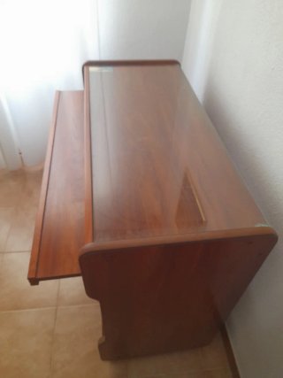 Mesa escritorio/TV madera y cristal