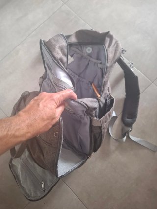 Mochila para carro de bebé gris