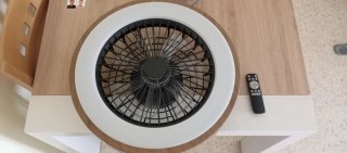 Lámpara ventilador madera y metal