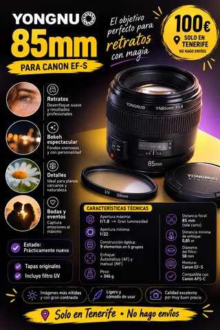 Yongnuo 85mm f/1.8 para Canon EF-S