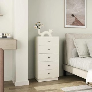 Cómoda Alta 5 Cajones Beige para Dormitorio