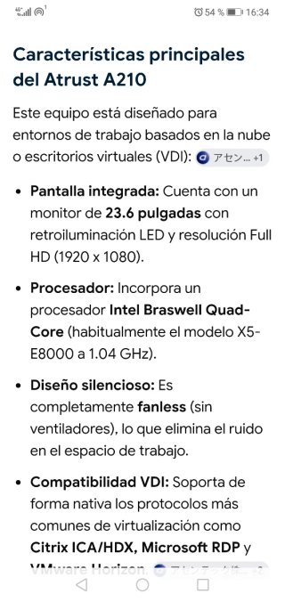 Pantalla de 23,6 " Atrust con procesador incluido