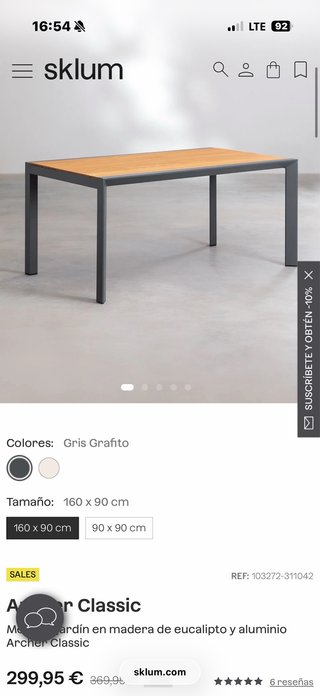 Mesa de jardín Sklum Gris Grafito