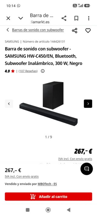 Barra de Sonido Samsung C450