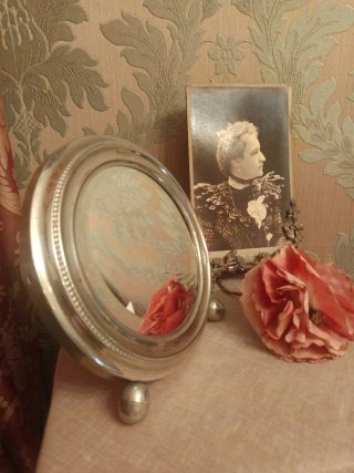 Espejo Tocador Art Deco 1940 Plata Cristal