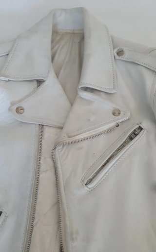 Chaqueta auténtica cuero blanco años 80 / England