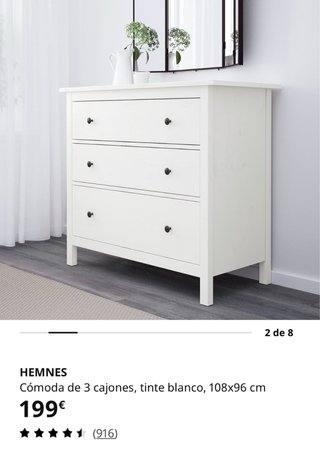 Cómoda Hemnes Ikea Blanca con Tapa de Cristal
