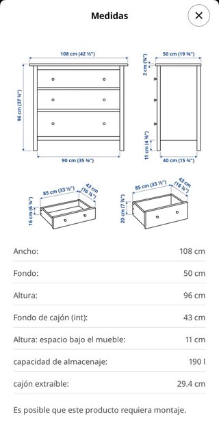 Cómoda Hemnes Ikea Blanca con Tapa de Cristal