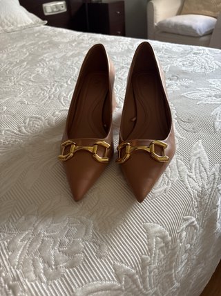 Zapatos tacón grueso marrón/rosa
