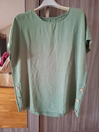 Camisa verde fluida manga corta talla M