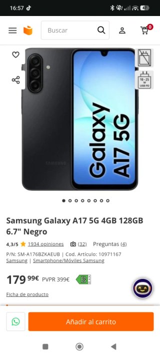 Samsung Galaxy A17 5G Negro