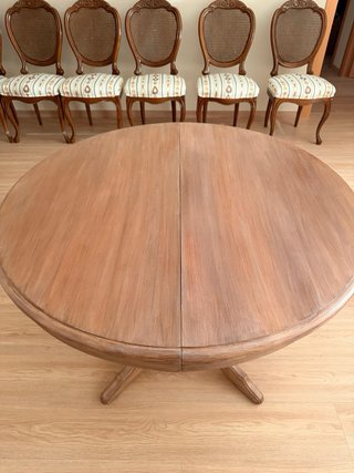 Mesa comedor y 6 sillas de madera maciza restaurad