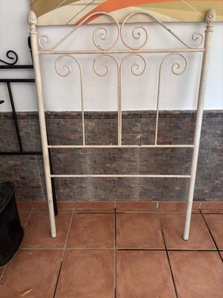 Testata in ferro battuto beige/bianco
