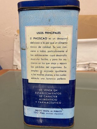 Caja Metálica Antigua Phoscao de alubias