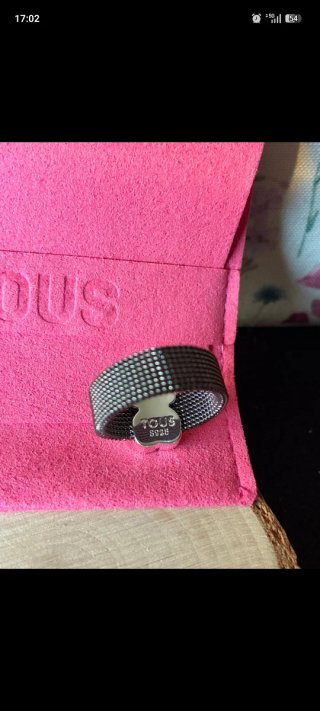 Anillo Tous Mesh Negro y Plateado