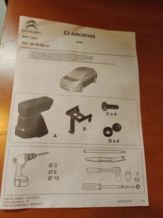 Reposabrazos Original C3 AirCross Kit Adaptación
