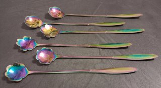 Set 6 cucchiaini fiori in metallo arcobaleno