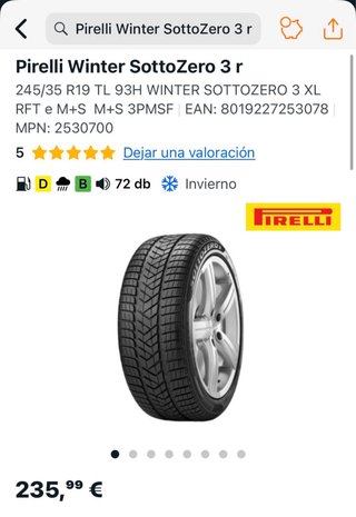 Neumático Pirelli Winter SottoZero 245/35 r19 93h