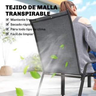 Mesa y 6 Sillas Exterior Gris