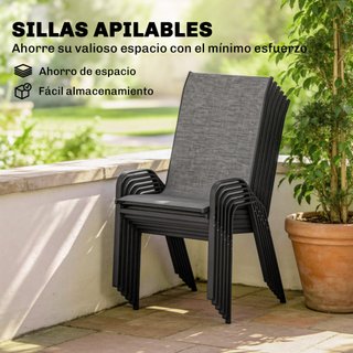 Mesa y 6 Sillas Exterior Gris