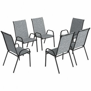 Mesa y 6 Sillas Exterior Gris
