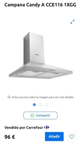 Candy CCE116-1XGG, Campana extractora